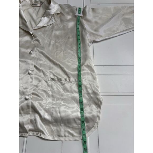 Victoria Secret Pajama Sleep Shirt Cream Oversized Large Button Up Long Sleeve - Picture 5 of 6